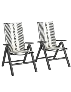 Outsunny Set of Two Rattan Reclining Garden Chairs - Grey