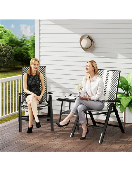 Outsunny Set of Two Rattan Reclining Garden Chairs - Grey