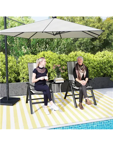 Outsunny Set of Two Rattan Reclining Garden Chairs - Grey