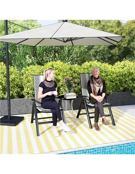 Outsunny Set of Two Rattan Reclining Garden Chairs - Grey