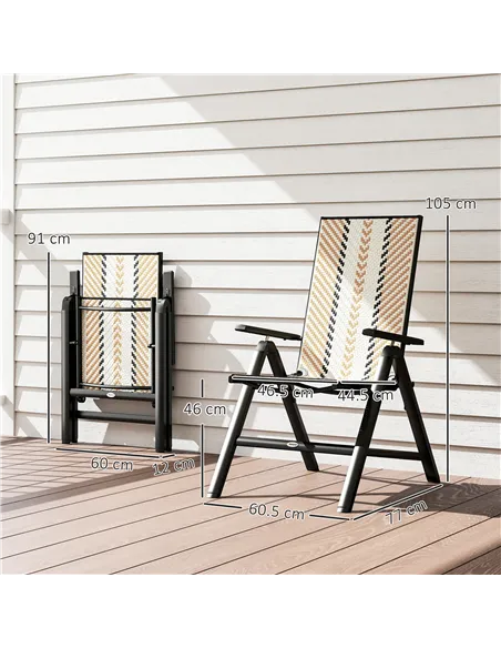 Outsunny Rattan Reclining Garden Chairs - Orange