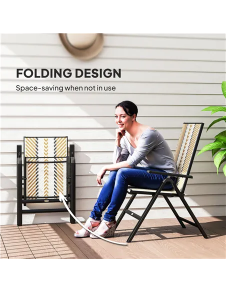 Outsunny Rattan Reclining Garden Chairs - Orange