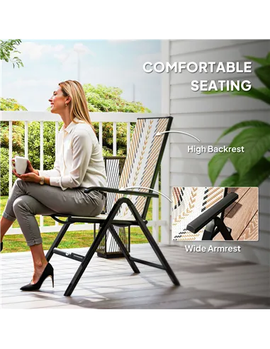 Outsunny Rattan Reclining Garden Chairs - Orange