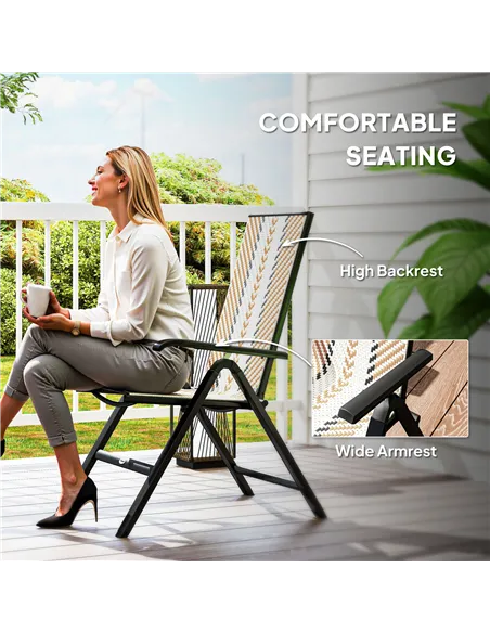 Outsunny Rattan Reclining Garden Chairs - Orange