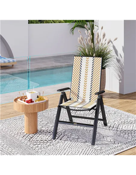 Outsunny Rattan Reclining Garden Chairs - Orange