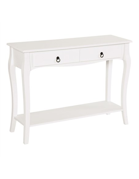 HOMCOM Console Table Modern Sofa Side Desk with Storage Shelves Drawers for Living Room Entryway Bedroom Ivory White