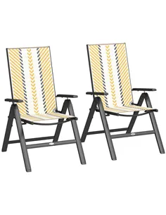Outsunny Set of Two Rattan Reclining Garden Chairs - Multicolour