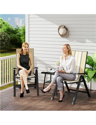 Outsunny Set of Two Rattan Reclining Garden Chairs - Multicolour