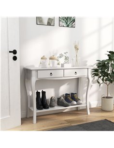 HOMCOM Console Table Modern Sofa Side Desk with Storage Shelves Drawers for Living Room Entryway Bedroom Ivory White 2