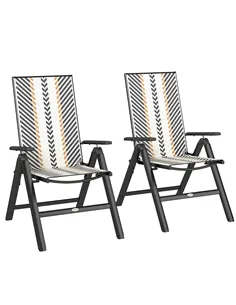Outsunny Set of Two Rattan Reclining Garden Chairs - Multicolour