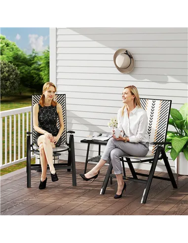 Outsunny Set of Two Rattan Reclining Garden Chairs - Multicolour