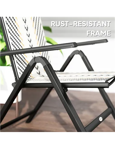 Outsunny Set of Two Rattan Reclining Garden Chairs - Multicolour