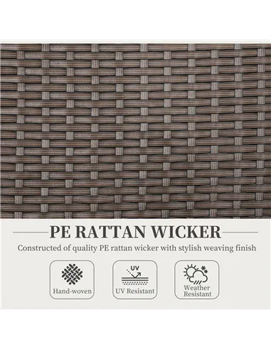 Outsunny Folding Rattan Garden Dining Chair with 5-level Reclining High Back, Wood Armrests for Outdoor, Patio - Brown