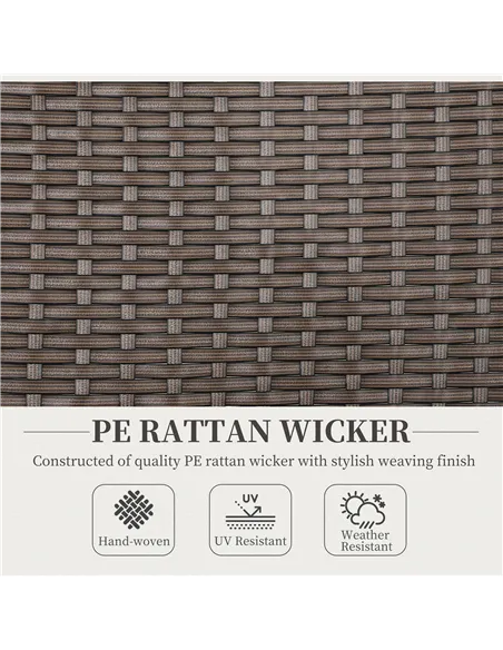 Outsunny Folding Rattan Garden Dining Chair with 5-level Reclining High Back, Wood Armrests for Outdoor, Patio - Brown