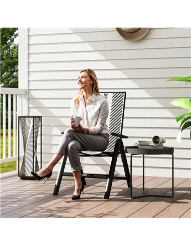 Outsunny Rattan Reclining Garden Chairs - Black