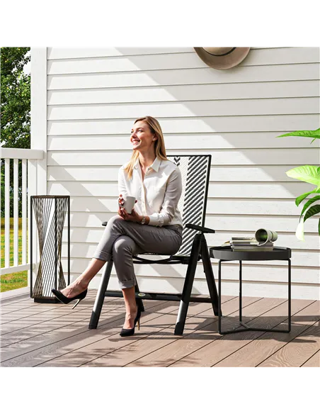 Outsunny Rattan Reclining Garden Chairs - Black