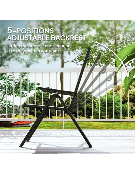Outsunny Rattan Reclining Garden Chairs - Black