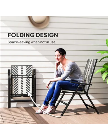 Outsunny Rattan Reclining Garden Chairs - Black