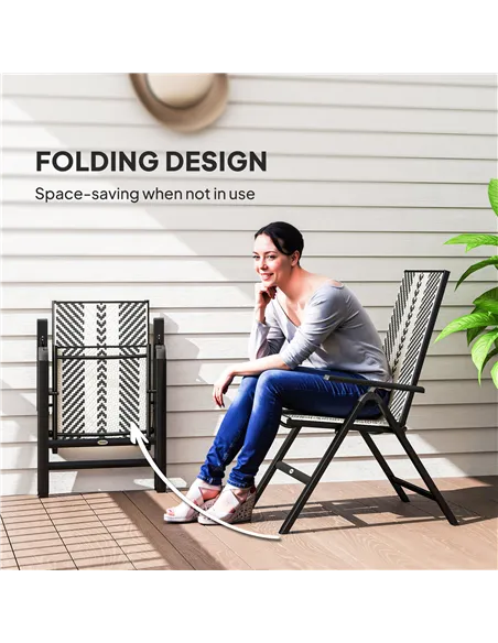 Outsunny Rattan Reclining Garden Chairs - Black