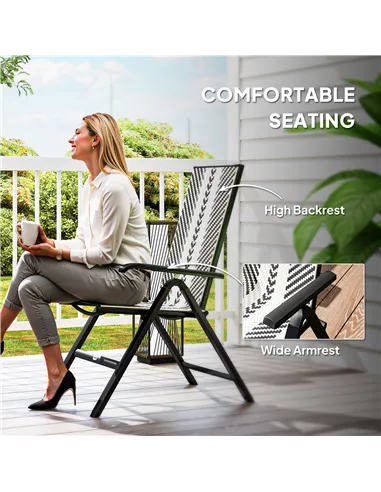 Outsunny Rattan Reclining Garden Chairs - Black