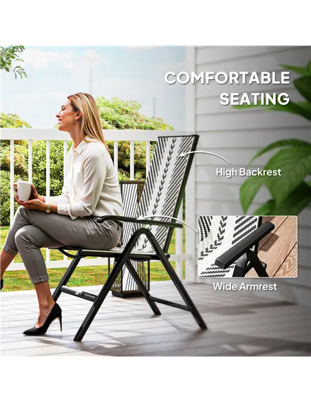 Outsunny Rattan Reclining Garden Chairs - Black