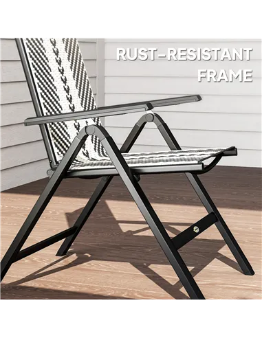 Outsunny Rattan Reclining Garden Chairs - Black
