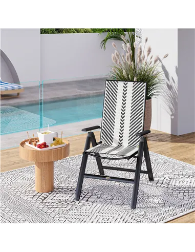 Outsunny Rattan Reclining Garden Chairs - Black