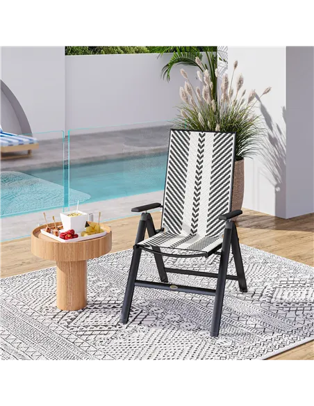 Outsunny Rattan Reclining Garden Chairs - Black