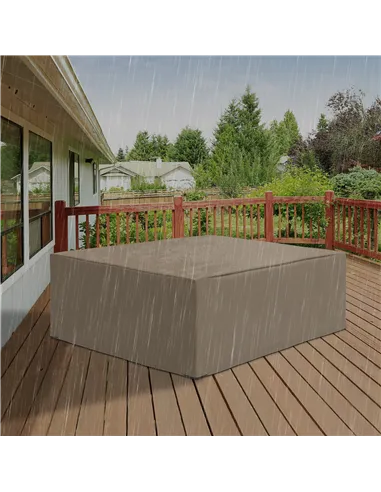 Outsunny 600D Oxford Patio Garden Furniture Dining Table Chair Set Cover Water Protector Waterproof Anti-UV – Beige