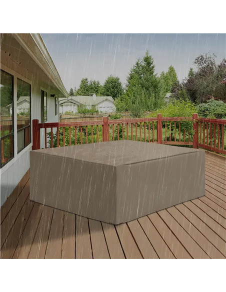 Outsunny 600D Oxford Patio Garden Furniture Dining Table Chair Set Cover Water Protector Waterproof Anti-UV – Beige