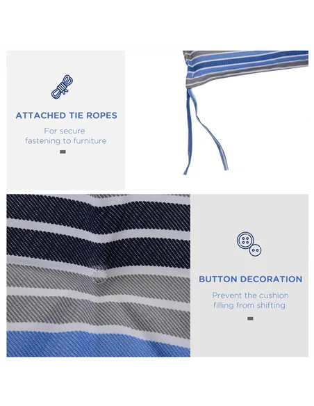 Outsunny Polyester Set Of 2 Swing Chair Cushion Blue Stripes