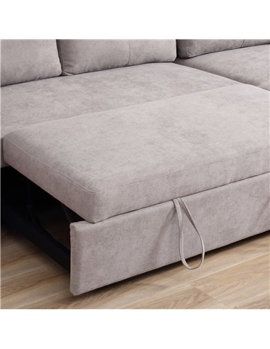 HOMCOM Linen-Look 'L' Storage Sofa Bed - Light Grey