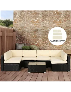 Outsunny Replacement Cushion Covers for Garden Sofa Set, Garden Rattan Sofa Cushion Polyester Cover Replacement Outdoor - No Cus 2