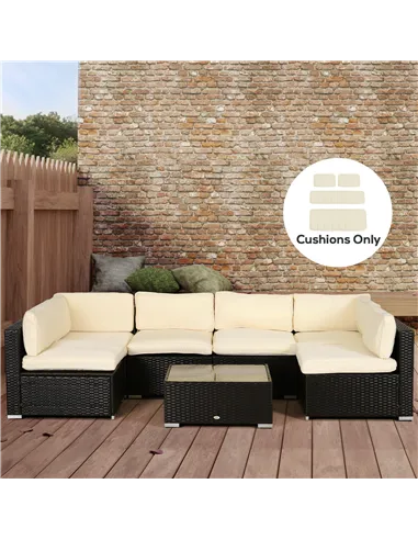 Outsunny Replacement Cushion Covers for Garden Sofa Set, Garden Rattan Sofa Cushion Polyester Cover Replacement Outdoor - No Cus