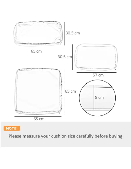 Outsunny Replacement Cushion Covers for Garden Sofa Set, Garden Rattan Sofa Cushion Polyester Cover Replacement Outdoor - No Cus