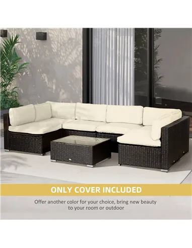 Outsunny Replacement Cushion Covers for Garden Sofa Set, Garden Rattan Sofa Cushion Polyester Cover Replacement Outdoor - No Cus