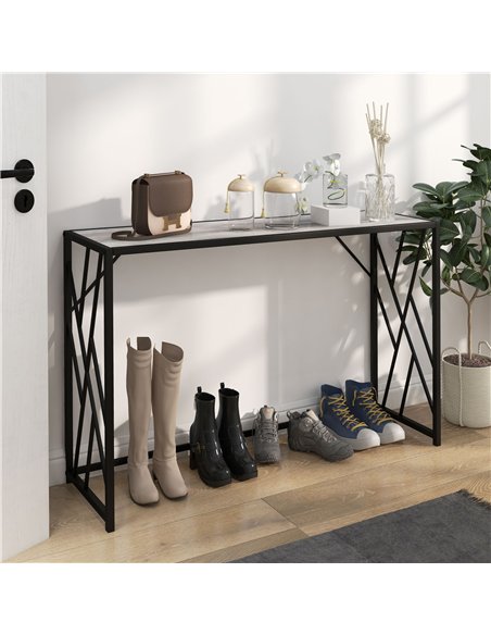 HOMCOM Console Table, Industrial Sofa Table with Metal Frame for Living Room, Hallway, 120 cm, Grey