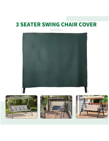 Outsunny 205 x 124cm Three-Seater Swing Chair Protective Cover Deep Green