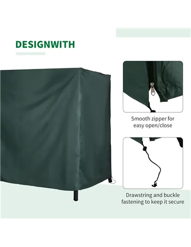 Outsunny 205 x 124cm Three-Seater Swing Chair Protective Cover Deep Green