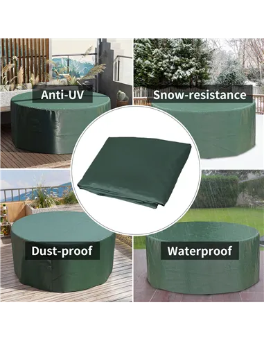 Outsunny Garden Patio Large Furniture Set Round Cover 600D Oxford Waterproof, Ф193 x 80H cm, Green