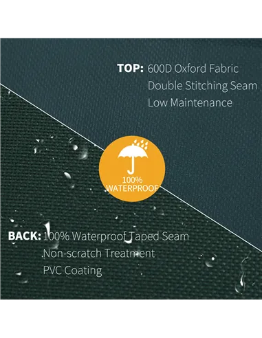 Outsunny Garden Patio Large Furniture Set Round Cover 600D Oxford Waterproof, Ф193 x 80H cm, Green