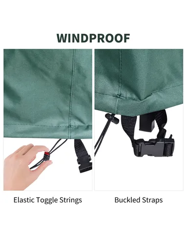 Outsunny Garden Patio Large Furniture Set Round Cover 600D Oxford Waterproof, Ф193 x 80H cm, Green