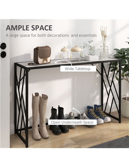 HOMCOM Console Table, Industrial Sofa Table with Metal Frame for Living Room, Hallway, 120 cm, Grey