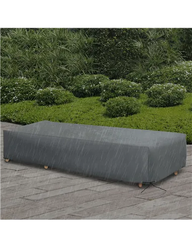 Outsunny 200x73cm Outdoor Garden Rattan Furniture Protective Cover Water UV Resistant Grey