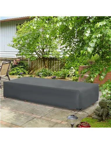 Outsunny 200x73cm Outdoor Garden Rattan Furniture Protective Cover Water UV Resistant Grey