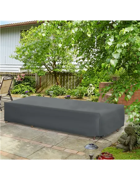 Outsunny 200x73cm Outdoor Garden Rattan Furniture Protective Cover Water UV Resistant Grey