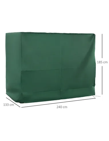 Outsunny 3-Seat Outdoor Garden Swing Chair Protective Cover Water UV Resistant, 240L x 133Wcm, Green