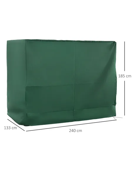 Outsunny 3-Seat Outdoor Garden Swing Chair Protective Cover Water UV Resistant, 240L x 133Wcm, Green