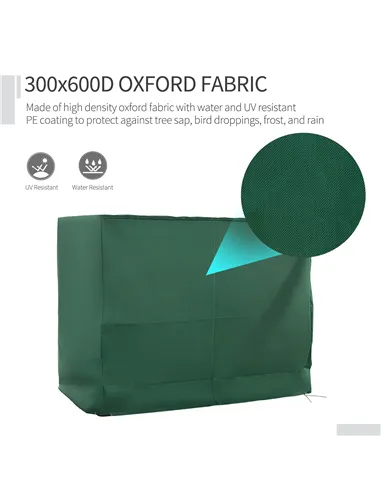 Outsunny 3-Seat Outdoor Garden Swing Chair Protective Cover Water UV Resistant, 240L x 133Wcm, Green
