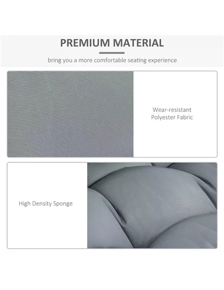 Outsunny 2Pcs Garden Tufted Pallet Cushions Seat Pad Back Cushion Indoor Outdoor Grey